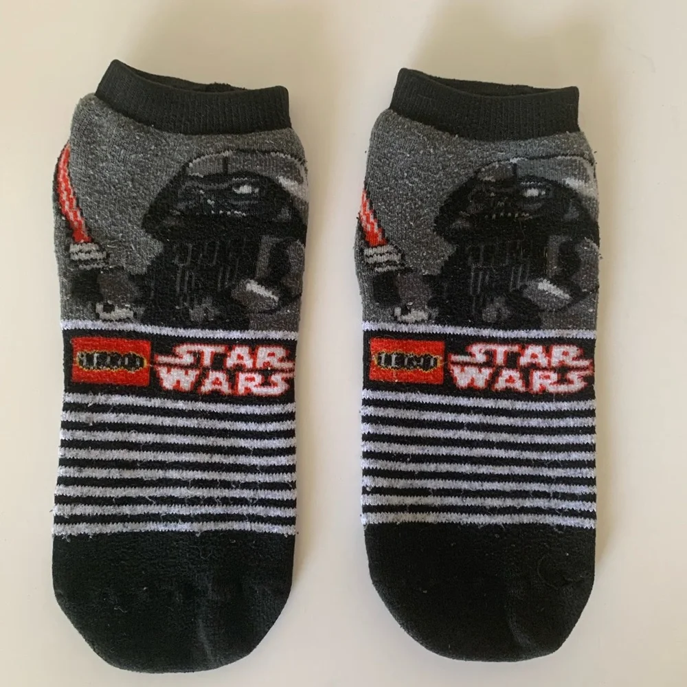 Lego Star Wars No Show Slipper Socks Darth Vader Black White Red